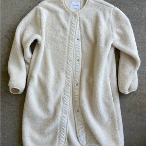 Aritzia Wilfred Sherpa Long Liner Jacket Sz L, Light Birch- Sold Out Online